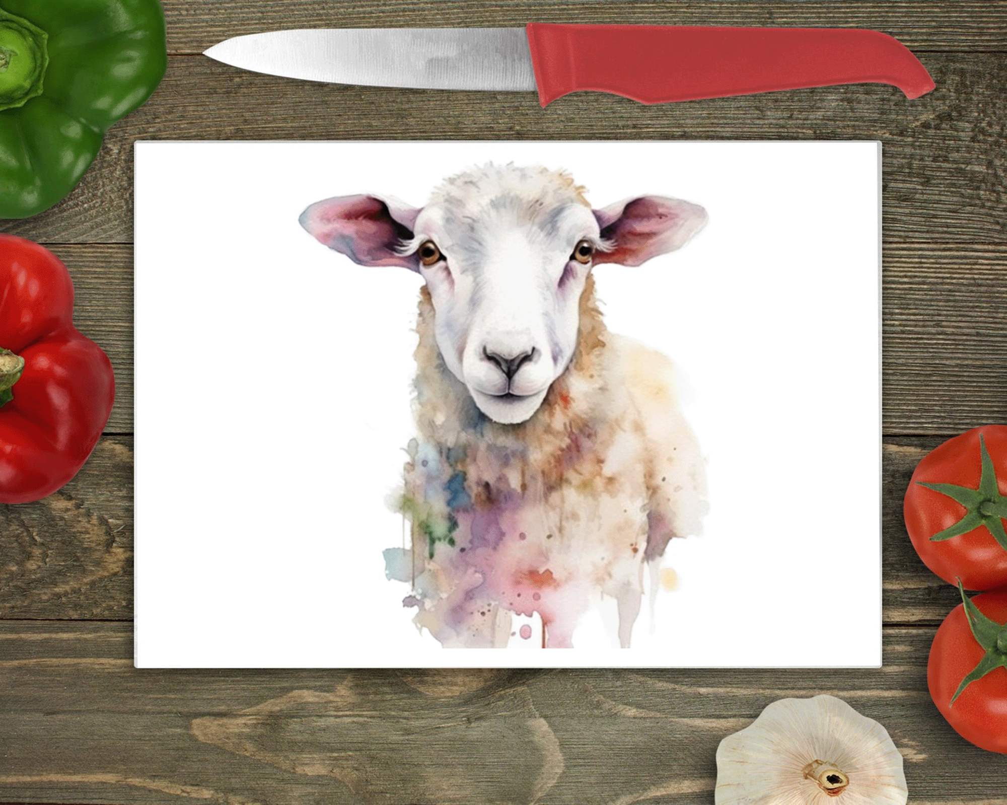 Sheep Glass Chopping Board - Sheep Worktop Protector